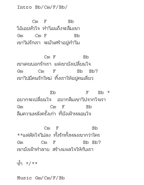 ฉันยังลงใจให้เธอ (ยืนต่อเพื่อท้อใจ) โอ้ยเจ็บไปทั้งหัวใจทำไมยังทน เริ่มใหม่อีกกี่หนนะคนใจร้าย ปวดไปทั้งหัวใจแทบเจียนตาย คอร์ด เนื้อเพลง ตัดใจไม่ลง ส้ม ชัญญาณัฏฐ์ The Voice ...