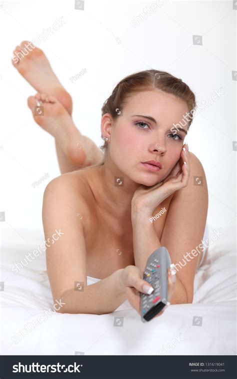Naked Woman Watching Tv On Her Stock Photo 131619041 Shutterstock