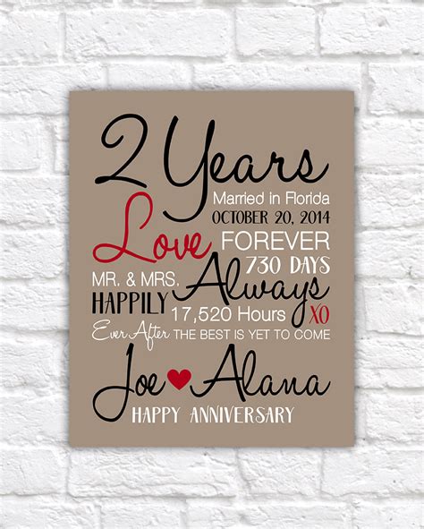 * for second marriages a gift certificate to a store of choice for the couple (the bride to be may be registered so ask. 2 Year Anniversary Gifts 2nd Anniversary Celebrating Second | Etsy