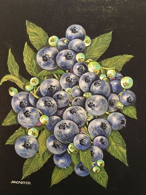Blueberries Original Acrylic Painting On Canvas By JKCARTER SOLD