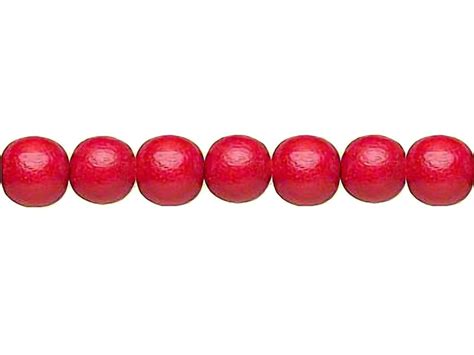 Wood Beads Red 12mm Round