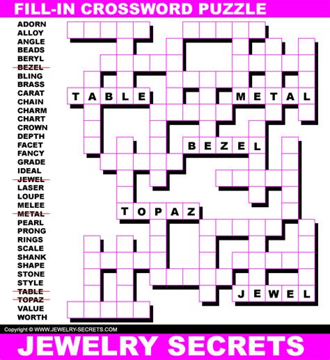 Printable Fill In Crossword Puzzles
