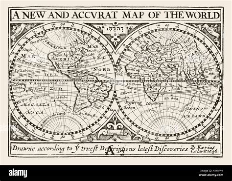 Mapa Antiguo Del Mundo Por Petrus Kaerius 1646 Desde La Perspectiva De