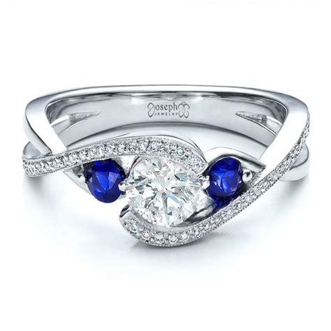 Classic wedding rings for men and women. Custom Blue Sapphire and Diamond Engagement Ring #100056 ...