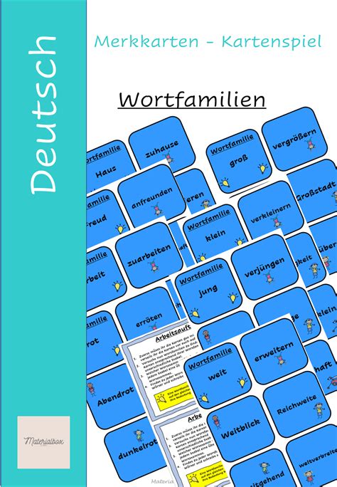 Wortkarten Zum Thema Wortfamilien Erkennen