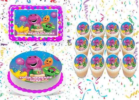 Buy Barney Cake Topper Edible Image Personalized Cupcakes Frosting