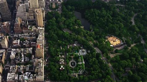 Aerial View Of New York Central Park Filmed From A Helicopter Stock