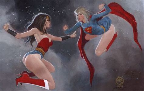 Sexxxy Wonder Woman Vs Supergirl Battlegazm Original Color Art By Mark