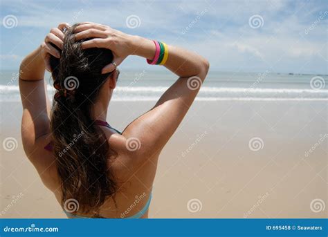Stock Photo Of Beautiful Tall Brunette Woman On The Beach In The Stock Photo Image Of Green