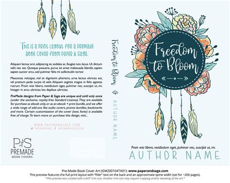 Premade Book Cover 200104ta01 Freedom To Bloom Paper And Sage