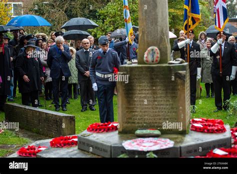 Chalfont St Peter, UK. 12th November, 2023. Hundreds packed the streets