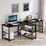 945 Inches Two Person Desk Double Computer With Storage Shelves 