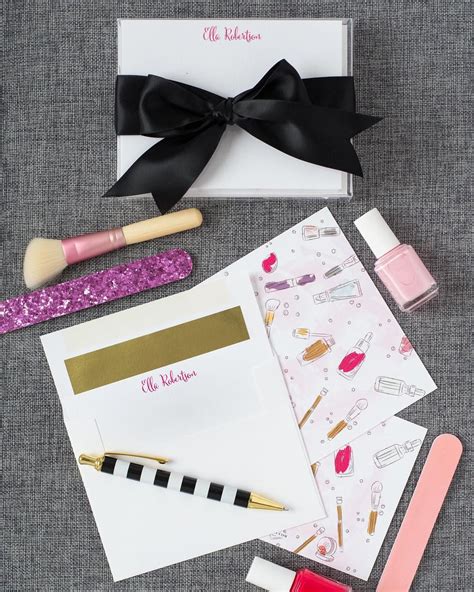 Pink Makeup Personalized Stationery Coll. 29 | Personalized stationery, Personalized stationery ...