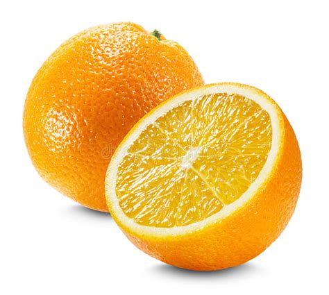 Orange With A Half Of Orange Isolated On The White Background Stock
