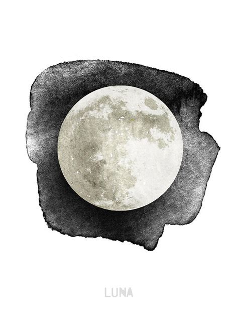 Luna Moon Art Print Watercolour Moon Arte De Luna Llena Etsy España