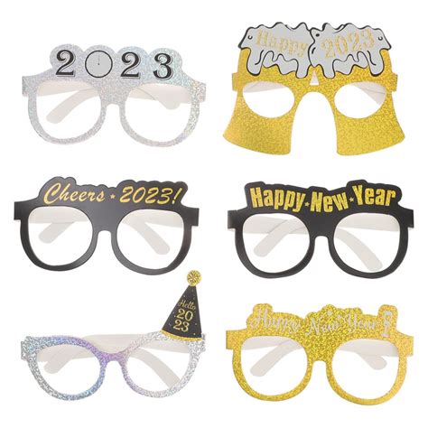 Buy Didiseaon 6pcs 2023 Eyeglasses Happy New Year Eyeglasses Glitter 2023 Number New Year Party