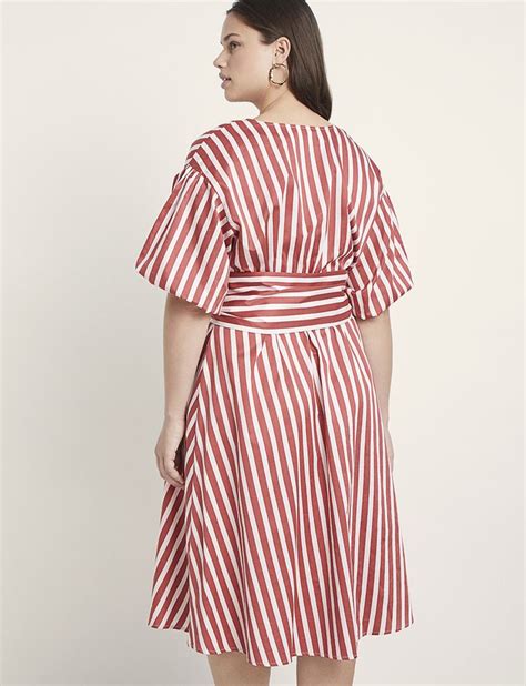 Puff Sleeve Striped Midi Dress Womens Plus Size Dresses Eloquii Striped Midi Dress