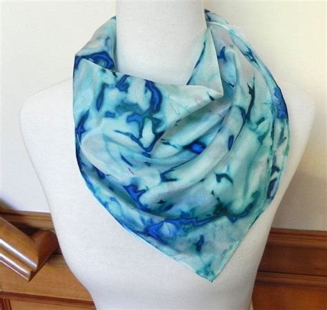 Islands Of Blue Hand Dyed Square Silk Scarf Inch Square Etsy