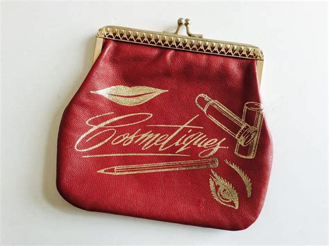 Vintage Cosmetics Purse Makeup Bag With Clasp In Red With Etsy Uk Cosmetic Purse Makeup Bag