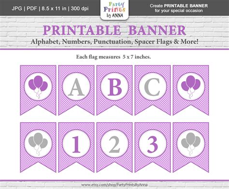 Free Printable Banner Letters Pdf Purple