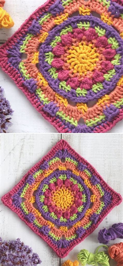Stunning Colorful Crochet Squares Pattern Center