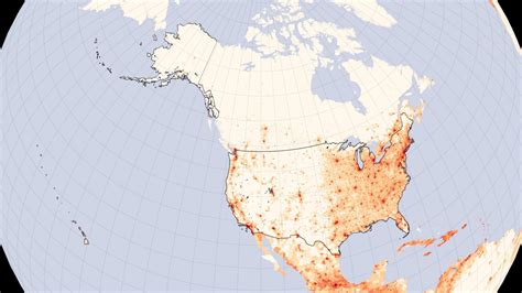 North America Population Density Heatmap Dataisbeautiful