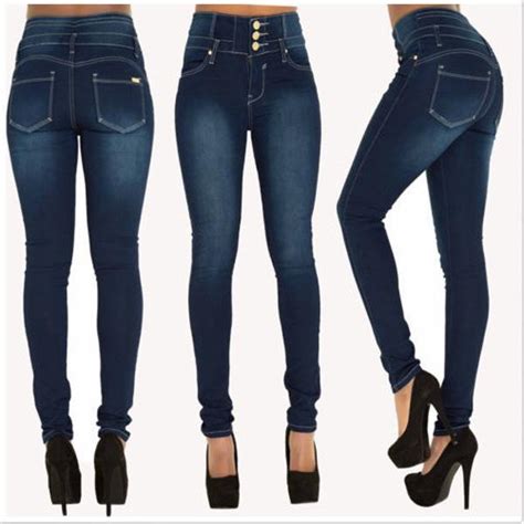 Buy Women Denim Skinny Ripped Pants High Waist Stretch Jeans Long