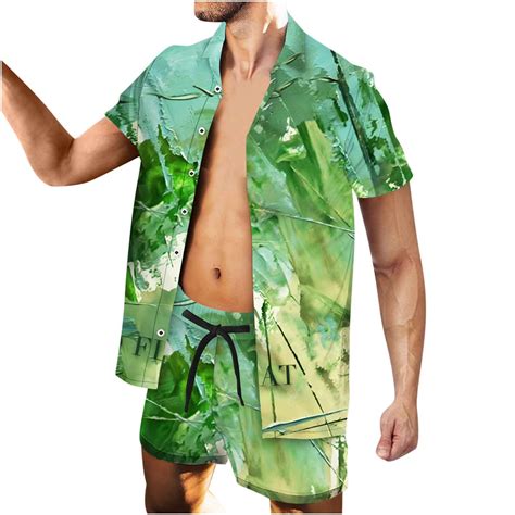 Vekdone Clearance 2023 Hawaiian Sets Men S Flower Prints Casual Button Down Short Sleeve