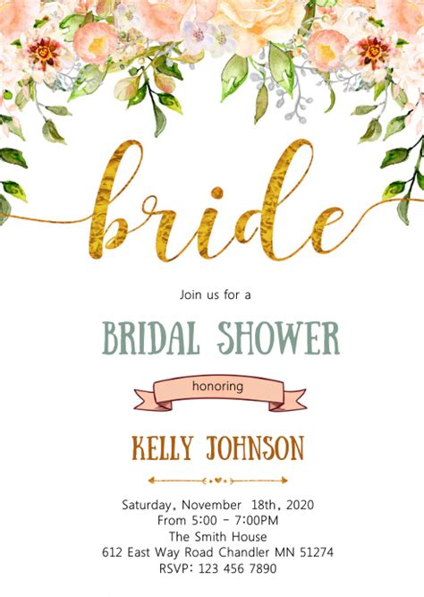 Bride To Be Bridal Shower Invitation Template Postermywall