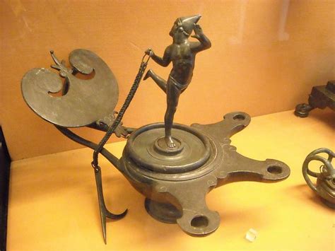 bronze oil lamp from pompeii 79 ad naples archaeological museum lighting in antiquity