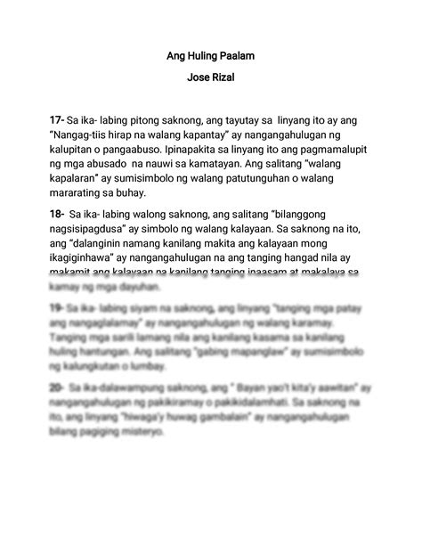SOLUTION Huling Paalam Jose Rizal Studypool