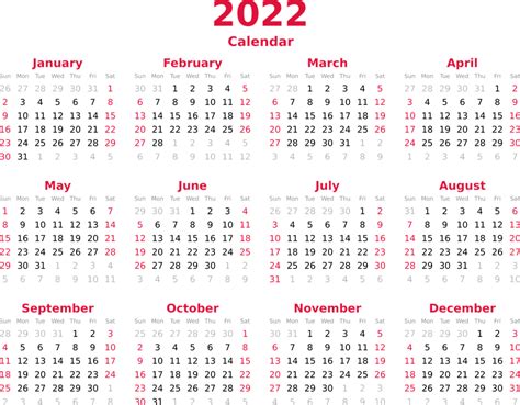 Calendar 2022 Year Png Transparent Image Download Size 924x720px