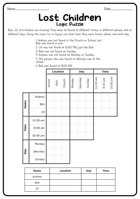 12 Printable Logic Puzzle Worksheets Free Pdf At