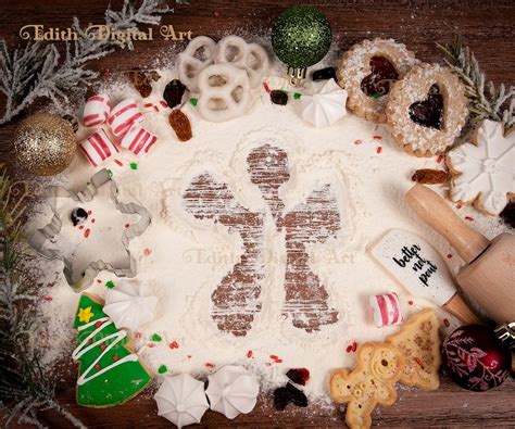 Christmas Baking Flour Angel Kids Cookies Digital Backdrop Etsy