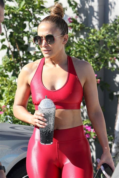 Jennifer Lopez Big Ass In Sexy Skin Tight Red Gym Outfit In Miami Hot Celebs Home