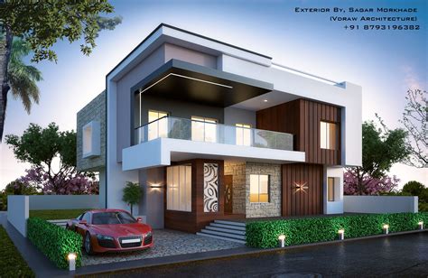 Modern Bungalow Exterior By Sagar Morkhade Vdraw Architecture 91