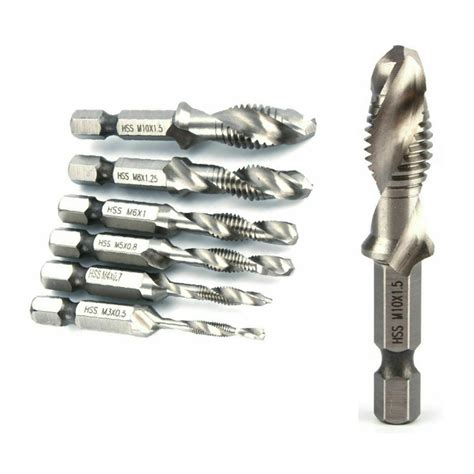 Buy 6pcs Hss Hex Shank Drill Bits Tap Metric Thread Screw Compound