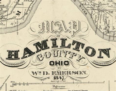 Hamilton County Ohio 1847 Old Wall Map Reprint With Etsy