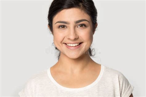 Head Shot Portrait Beautiful Indian Girl With Healthy Smile Stock Image Image Of Feel