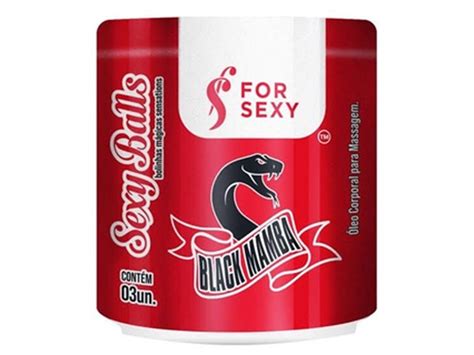 Bolinha Black Mamba Vibra Esquenta E Esfria Sexy Balls Funcional 03 Unidades For Sexy