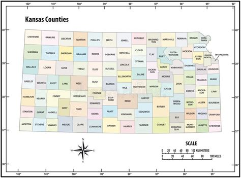 Kansas Map Political Map Of Kansas With Royalty Free Stock Vector