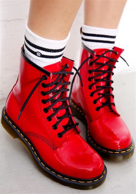 Dr Martens Red Patent 1460 8 Eye Boots Dolls Kill