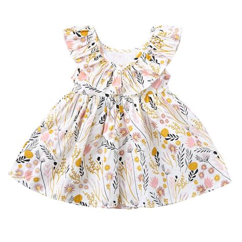 Toddler Infant Baby Girls Ruffle Sleeveless Floral Print Dresses