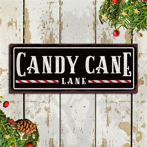 Candy Cane Lane Christmas Sign Rustic Looking Metal Sign Etsy