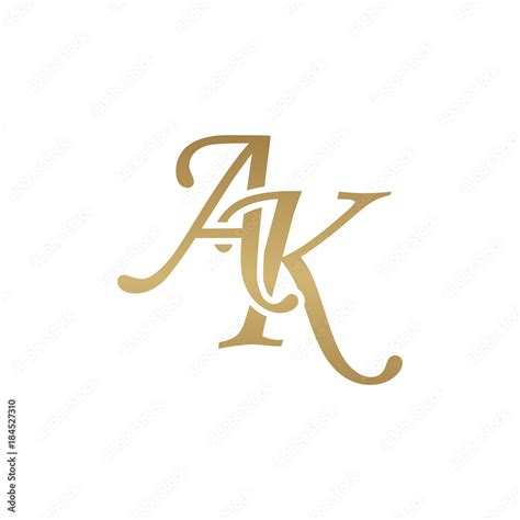 Initial Letter Ak Overlapping Elegant Monogram Logo Luxury Golden