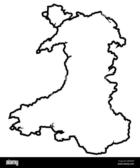 Outline Contour Map Of Wales In The United Kingdom Stock Vector Image