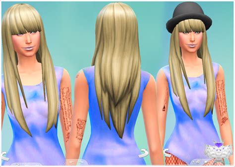 Sims 4 Hairs David Sims Super Long Hair With Bangs Hairstyle