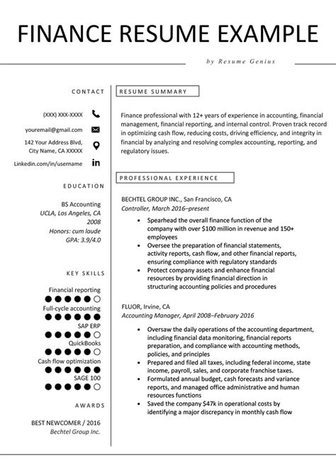 Manager resume sample that will get jobs. Finance Resume Template Word Free Download ...