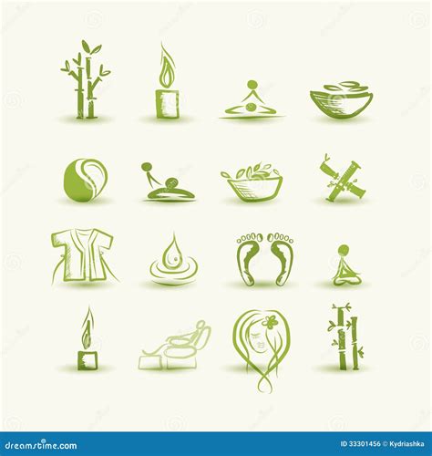 Massage And Spa Set Of Icons For Your Design Stock Vector Illustration Of Icons Bamboo 33301456