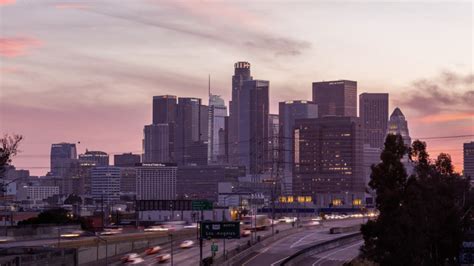 Hd Downtown Los Angeles Skyline Pink Day To Night Sunset Emerics